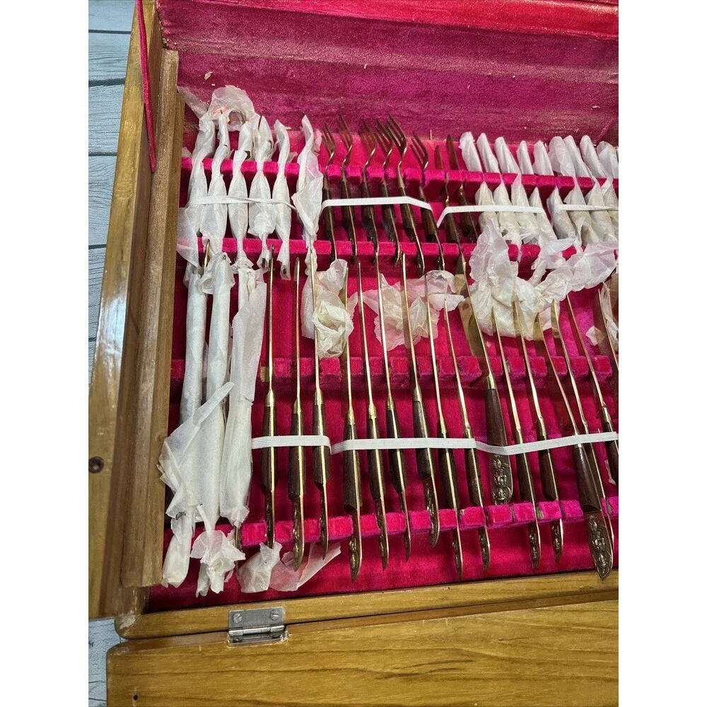 142 Piece SIAM Bangkok Thailand Bronzewear Flatware Service set NO BOX